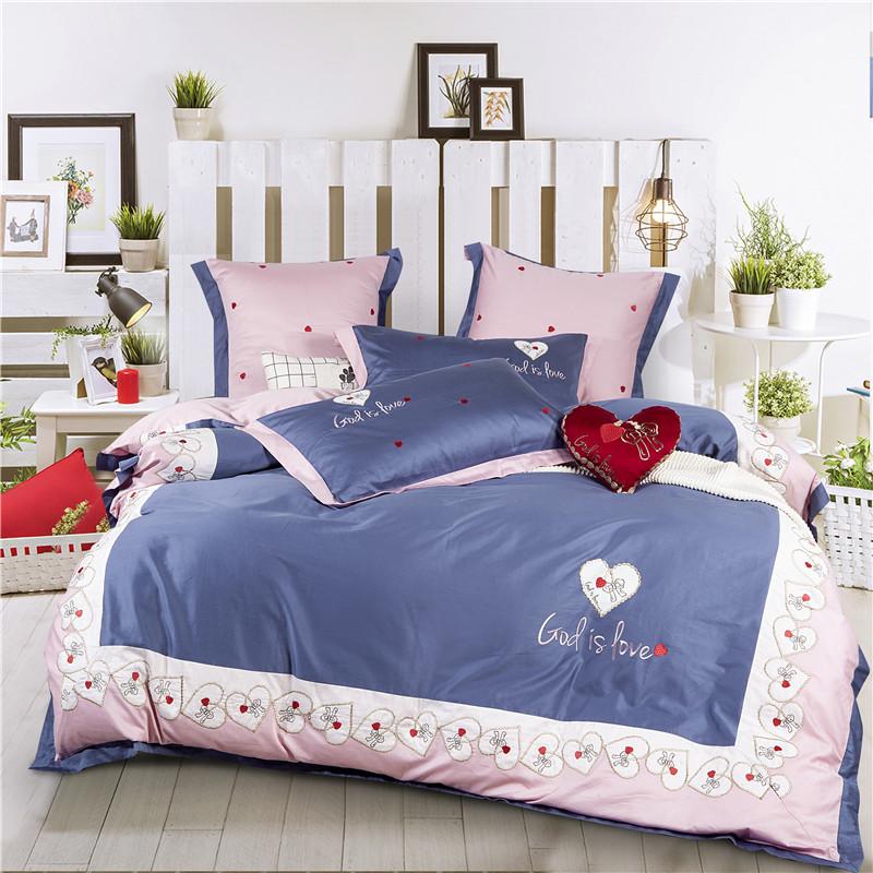 

Luxury Style 60s Long Stapled Cotton 4pcs Duvet Cover Bed Sheet Pillowcases Good Life Pink Blue Purple Green Queen King