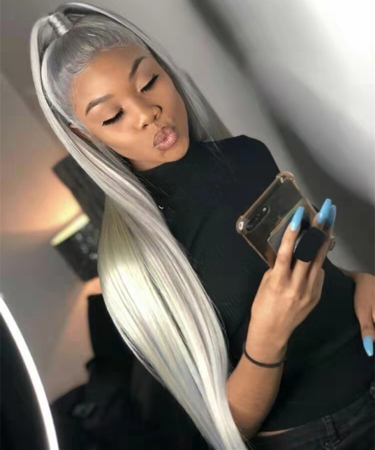 

Salt and Pepper Hair Highlight Silver Gray Hair Ponytail Hairpiece wraps wet wavy human hair natural highlights brown blonde 100g 120g 140g