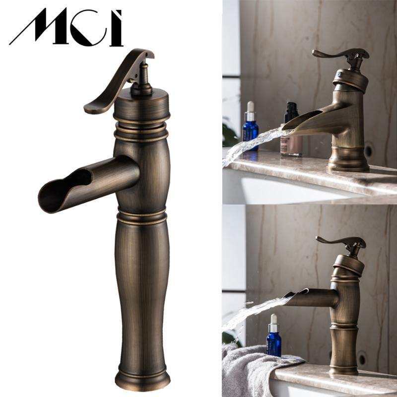 

European antique bathroom sink basin faucet retro Single hole basin faucet vintage Brass water tap hot and cold Mci