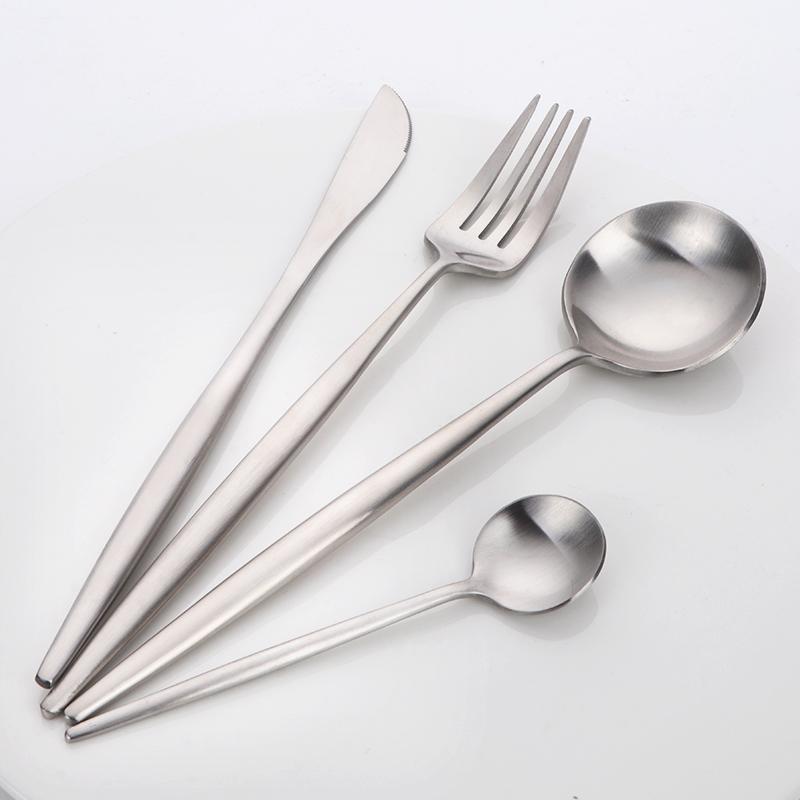 

Factory 4pcs Silver Beautiful Titanium Tableware for Home 18/10 Stainless Steel Kitchen Products Teaspoons Spoons Knife Forks