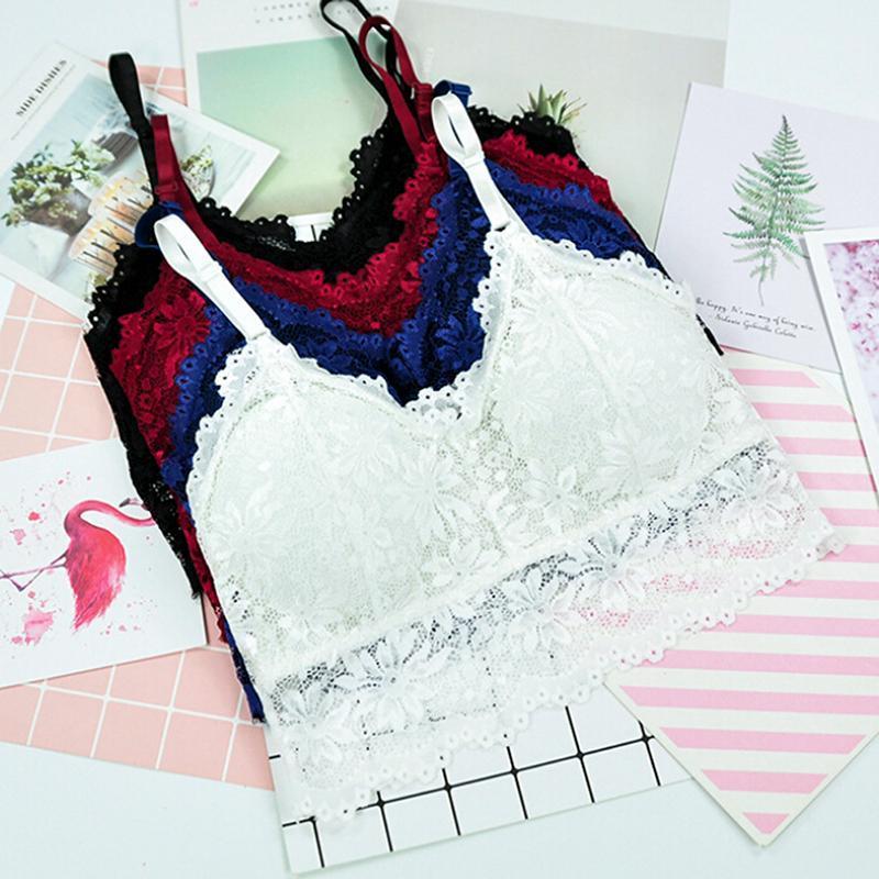 

Padded Bralette Deep V Lace Bras For Women Fashion Wireless Bra 4 Colors Summer Crop Top Girls Backless Lingerie Free Size1, Black