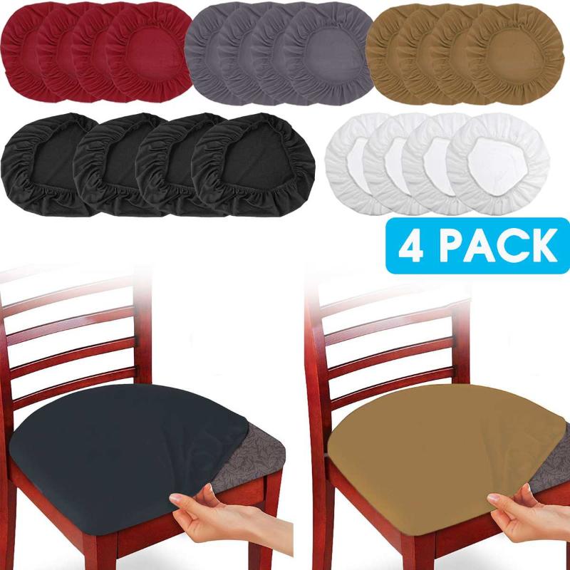 

4pcs Removable Spandex Stretch Elastic Chair Hood Seat Covers Dining Wedding Banquet Chair Covers Decor Washable Slipcover