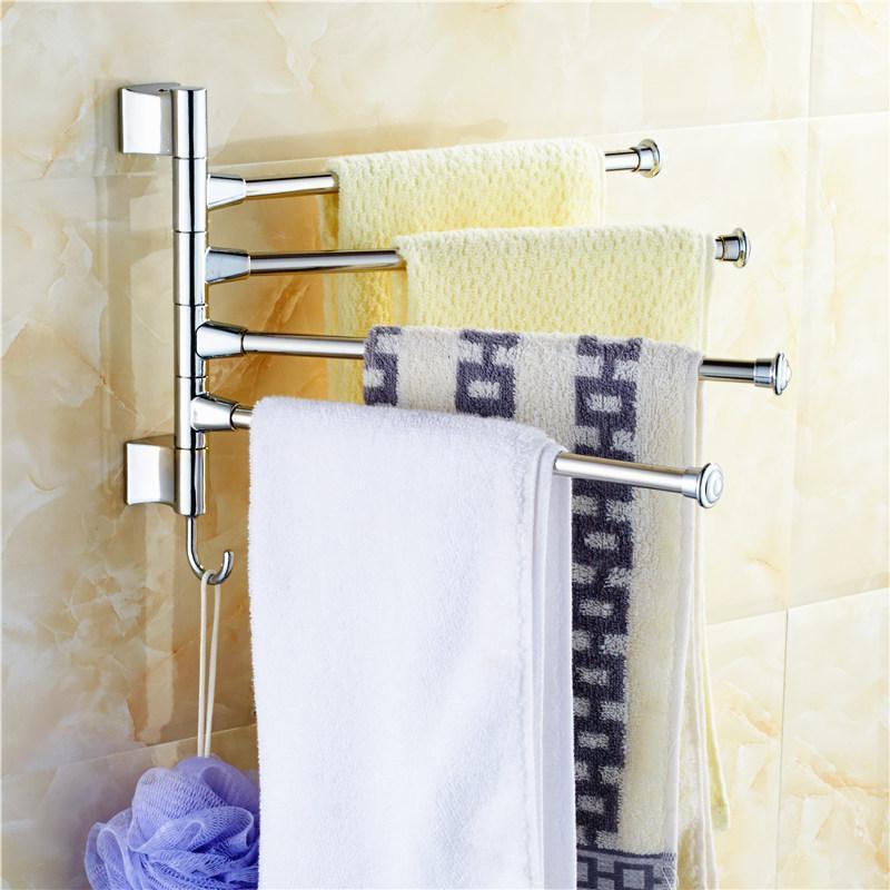 

Stainless Steel Towel Bar Rotatable Towel Rack Bathroom Kitchen Wall-mounted Rack Hardware Accessory Polished Holder1, As pic
