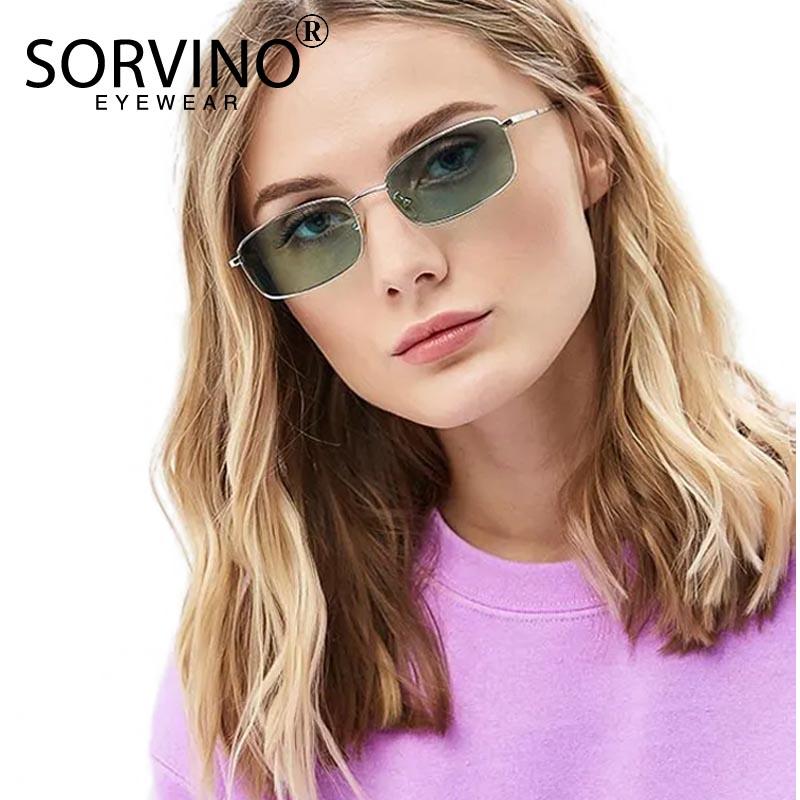 

SORVINO Vintage Small Purple Square Sunglasses Men Women Brand Designer Tiny Rectangle Sun Glasses Red Pink Yellow Shades SVN79