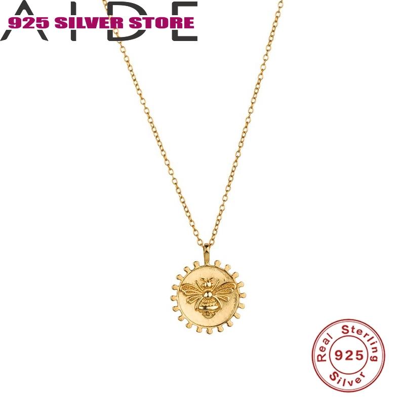 

Aide 925 Sterling Silver CZ Collar Necklace for Women Hot Sale Round Bee Brand Bee Clavicle Chain Ladies Necklaces Jewelry Gift