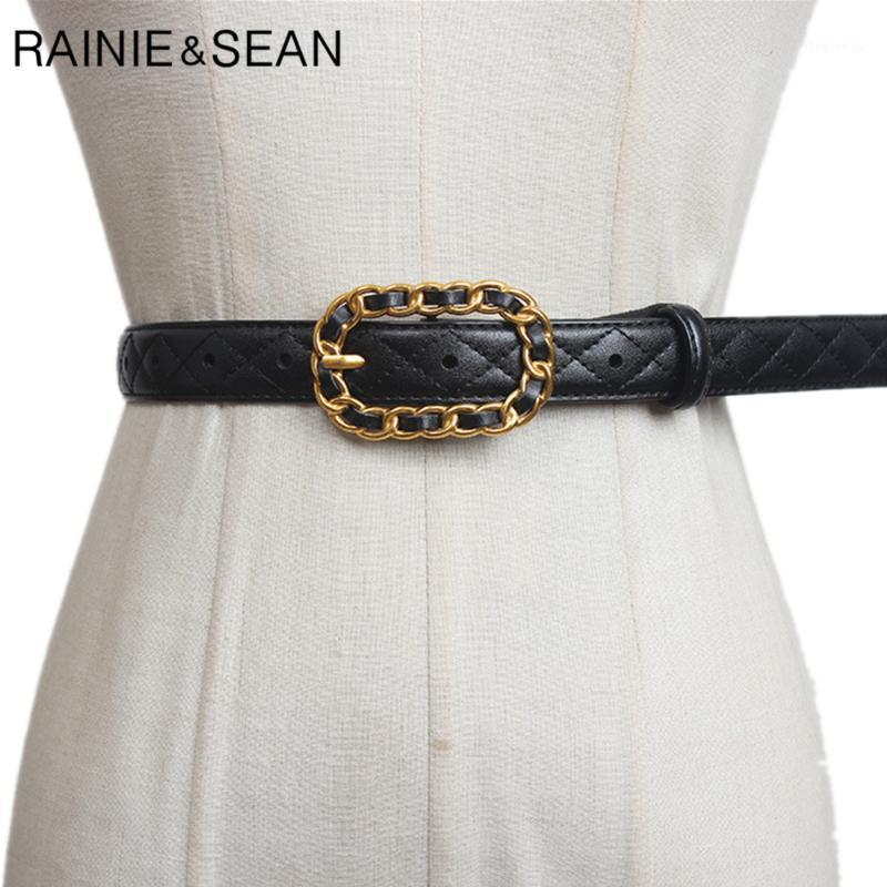 

Belts RAINIE SEAN Vintage Waist Women Real Leather Pin Buckle Designer Belt Black Ladies For Dresses Trouser Accessories, Black;brown