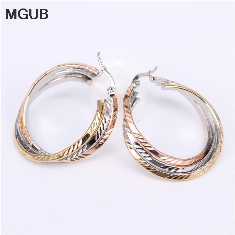 

2020 New Wholesale Hoop Earrings Women Gold Color Round Circle Stainless Steel Earring fashion jewelry LH851