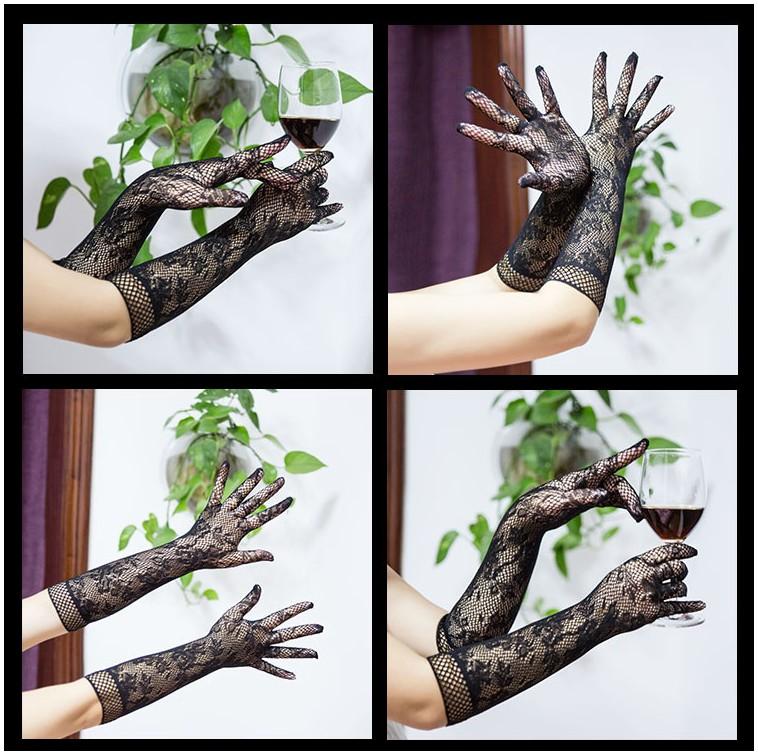 

New Summer ladies nets sunscreen gloves Gothic Punk Emo Rock Costume Fancy Sexy lace gloves