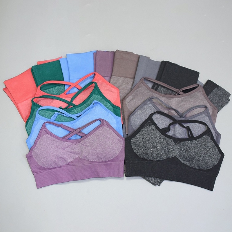 

womens compression gym set women workout clothes seamless yoga 2 piece set fitness gym clothing for women activewear set Y200904, Blue