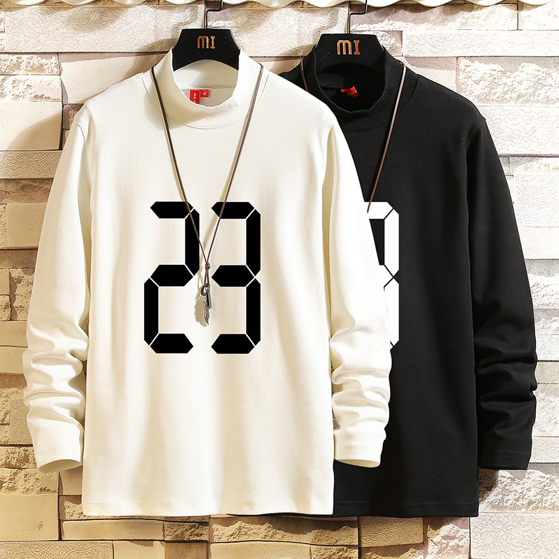 

2021 New Autumn Spring Fashion Oversize Classic Black Tshirt Male Long Sleeve the Neck T-shirt for Man Top t RQTG, Bt40063 and