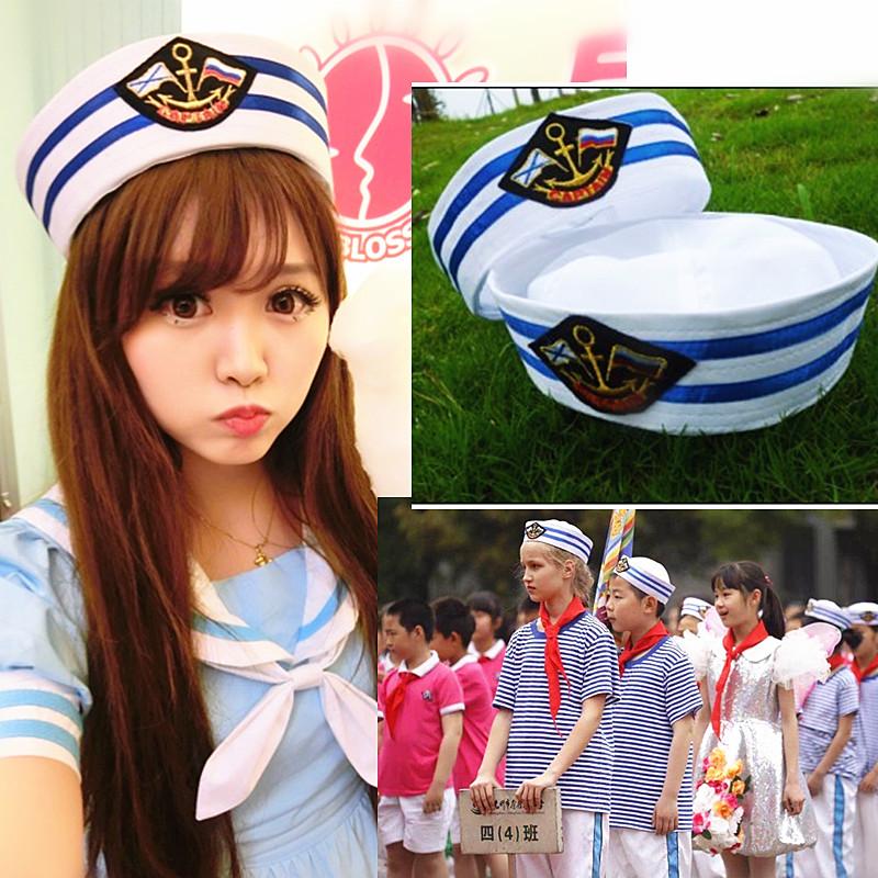 

Hats Sailors Captain White Hat Navy Marine Cap With Anchor Sea Boating Nautical Fancy Dress Hat Cosplay Adult Kid, Picture color