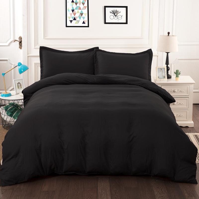 

Solid Bedding Set Black Green Grey Color Duvet cover Bed Linen Double Queen King Size Bedclothes 3PCS home textiles