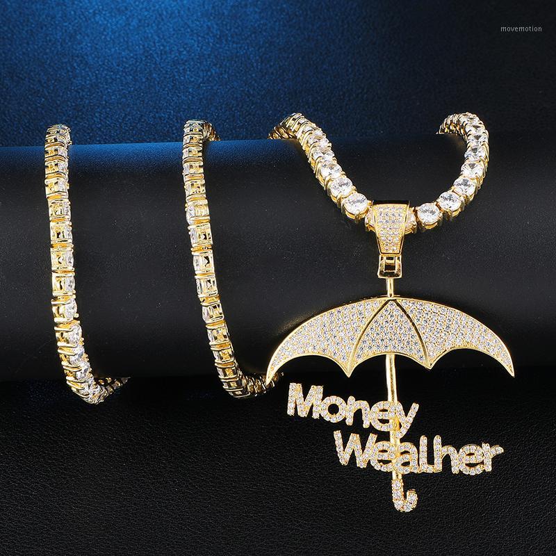 

US7 Bling Iced Out Umbrella&Money Wealher Pendant&Neckalces Micro Paved CZ Neckalce For Man Hip Hop Jewelry1