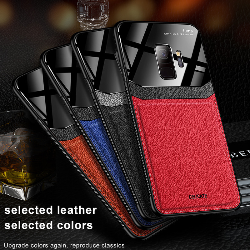 

Shockproof phone case for samsung galaxy s10 case Leather Mirror Glass Cover samsung galaxy note 10 plus note 20 ultra S21 S21 plus s20 case, Black