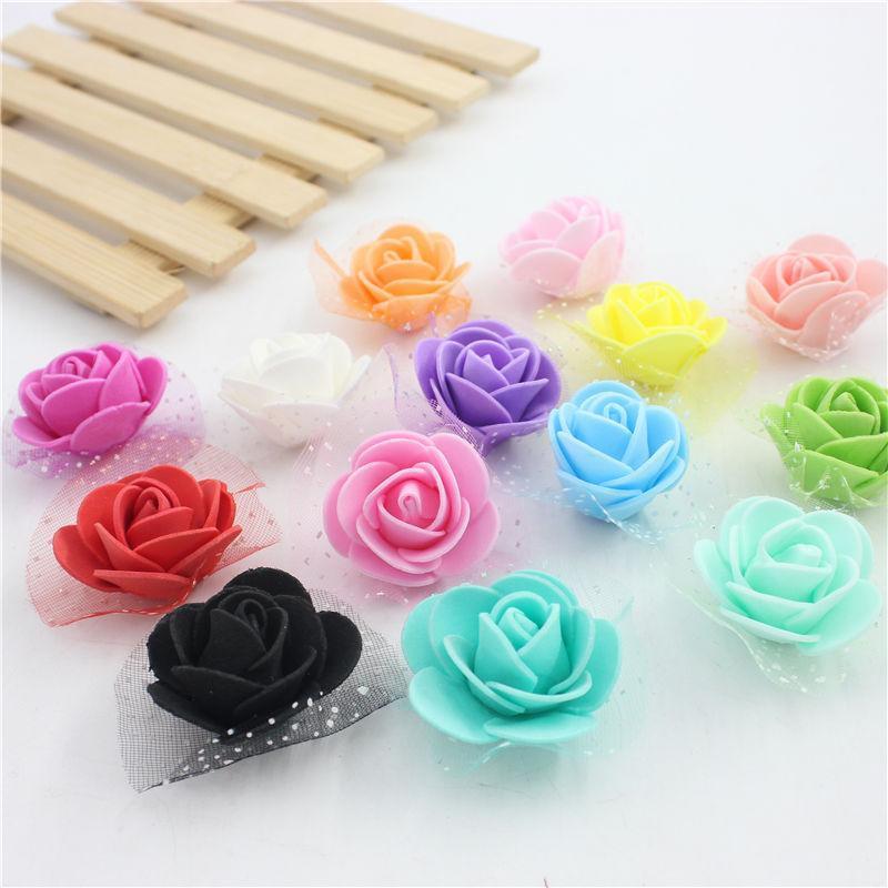 

60 pcs / lot 3 cm bubble New Style Rose Flower heads wreath flower bouquet materials Wedding Decorate pectoral1, Mei red