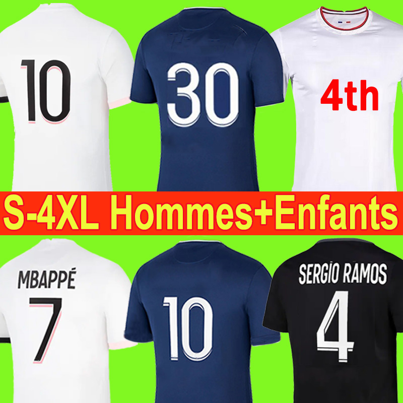 

4XL PLAYER 30 MBAPPE soccer jerseys 21 22 SERGIO RAMO WIJNALDUM HAKIMI Maillots de football shirt 2021 2022 men kids kit hommes enfants maillot foot uniforms, P04 21 22 men away