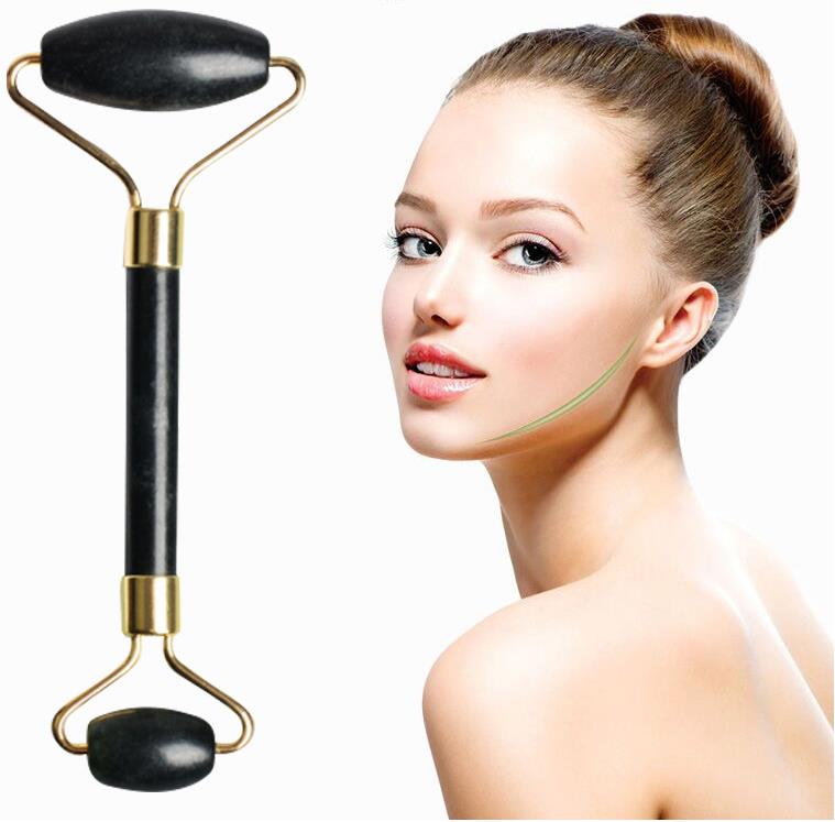 

Obsidian Facial Massage Roller Black natural jade face massager double head