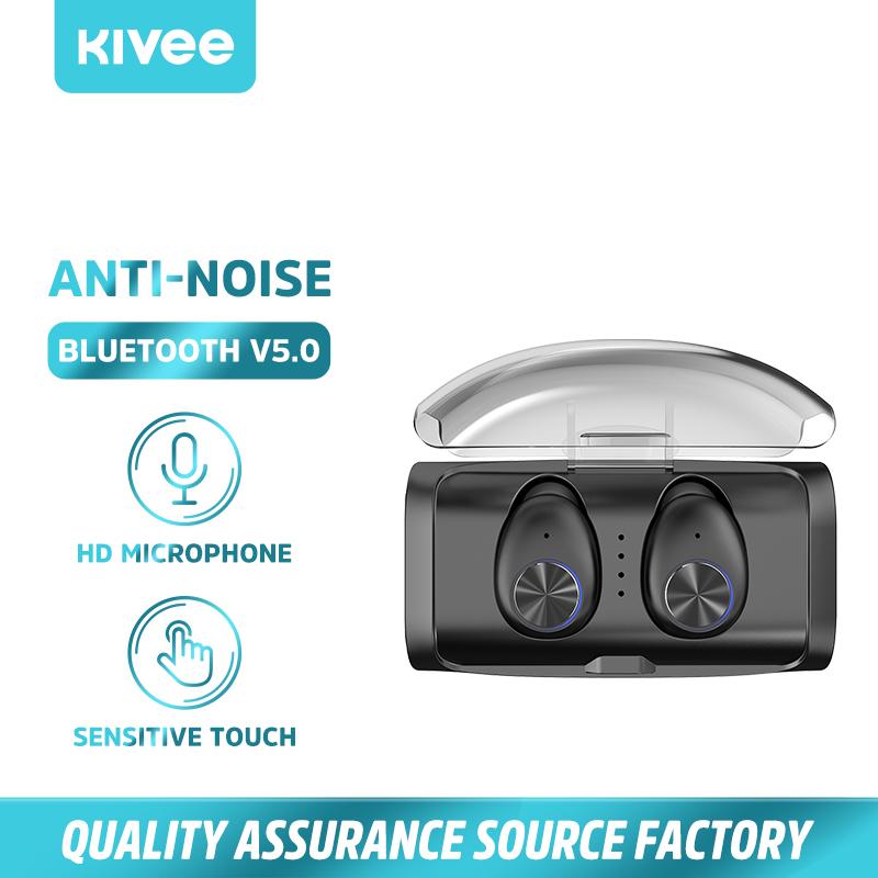 

KIVEE TWS 03 Bluetooth 5.0 headset 2600mAh Charging Box Wireless Headphone Stereo With Microphone Sports Earbuds Headsets, Black