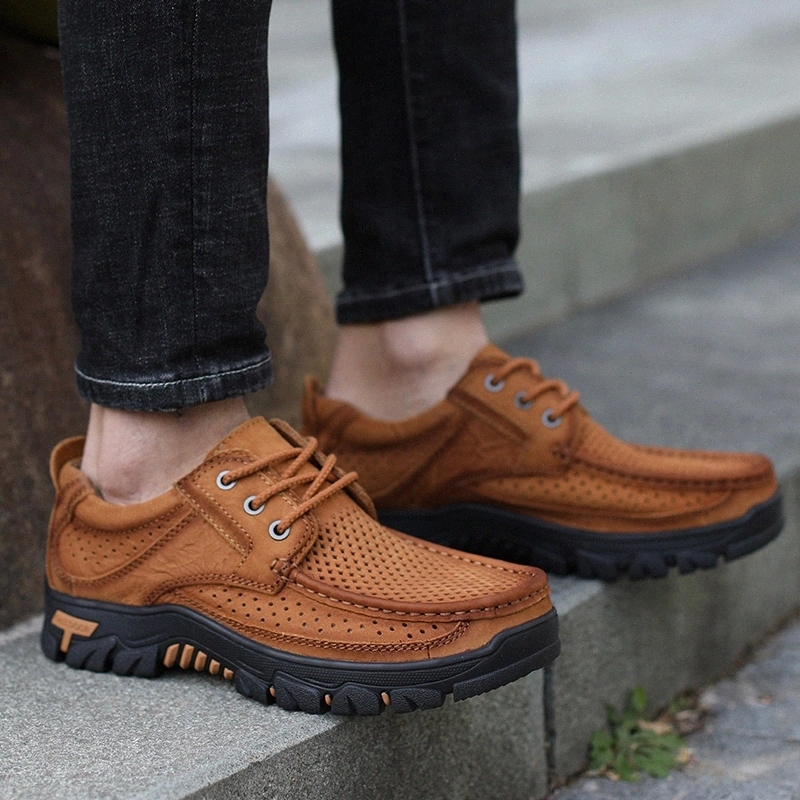 

Genuine Leather Shoes Men Loafers Soft genuine Leather Men Casual Shoes handmade Male Footwear Black Brown Slip-on big size 48 #PQ4Y