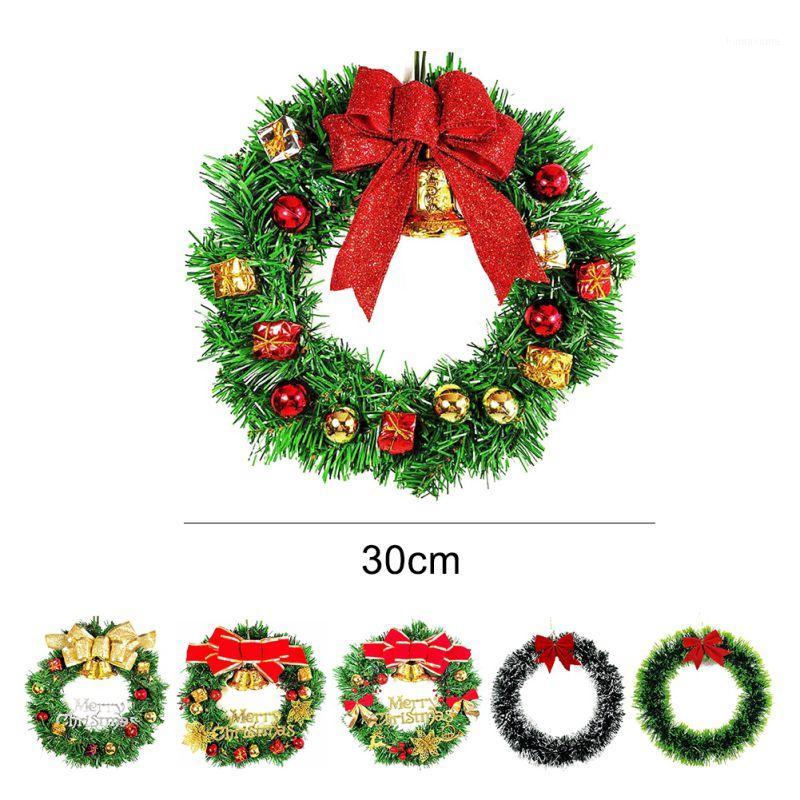 

Garland Christmas Ornament Christmas Wreath Outdoor Hanging Decorative Wreath 30CM Bow Decoration decoracion1