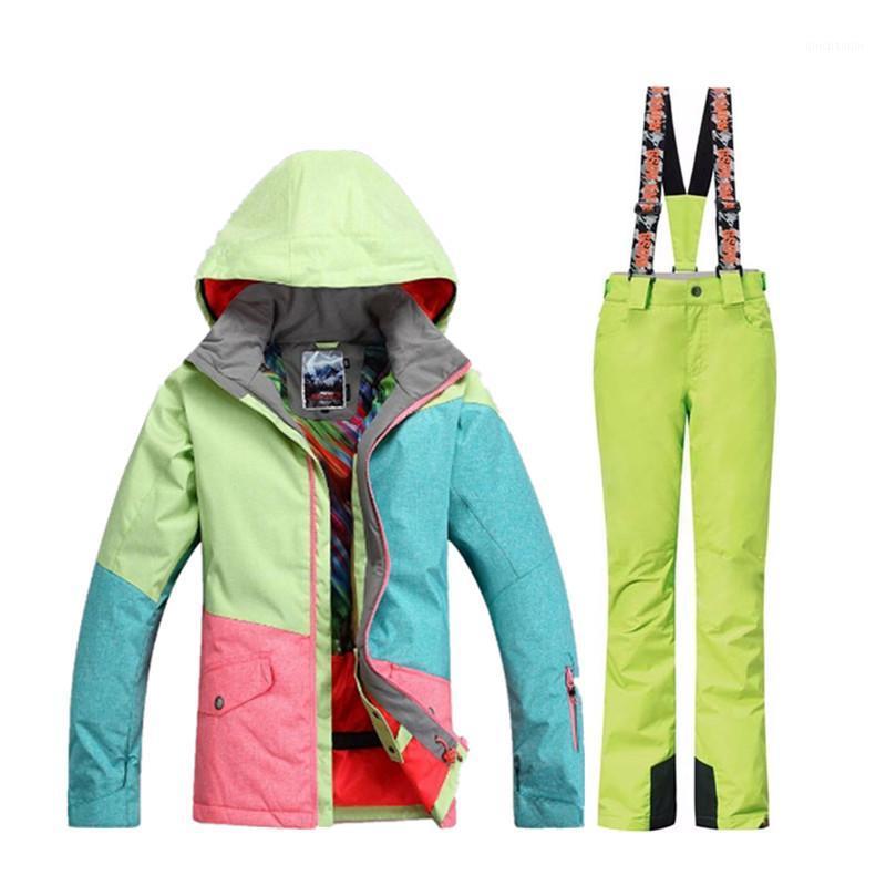 

Gsou Snow Brand Waterproof 10000 Ski Suit For Women Ski Jacket Trousers for Girls Winter Mountain Sport Suit1, Q7