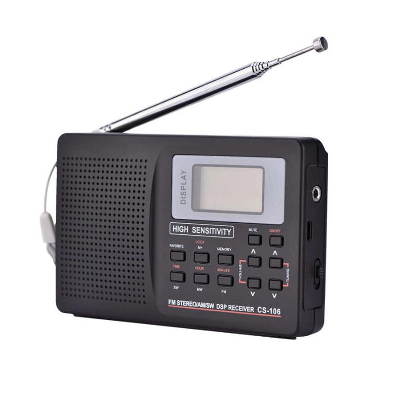 

Mini Digital Stereo World Full Radio Receiver AM/FM/SW/LW Radio Alarm Clock, Black