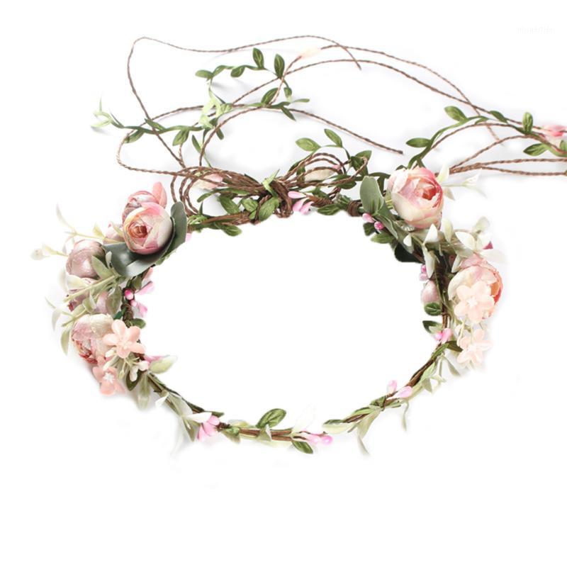 

Women Girls Flower Headband Wedding Bridal Hair Wreath Floral Head Band for Festival Wedding Party1, As pic