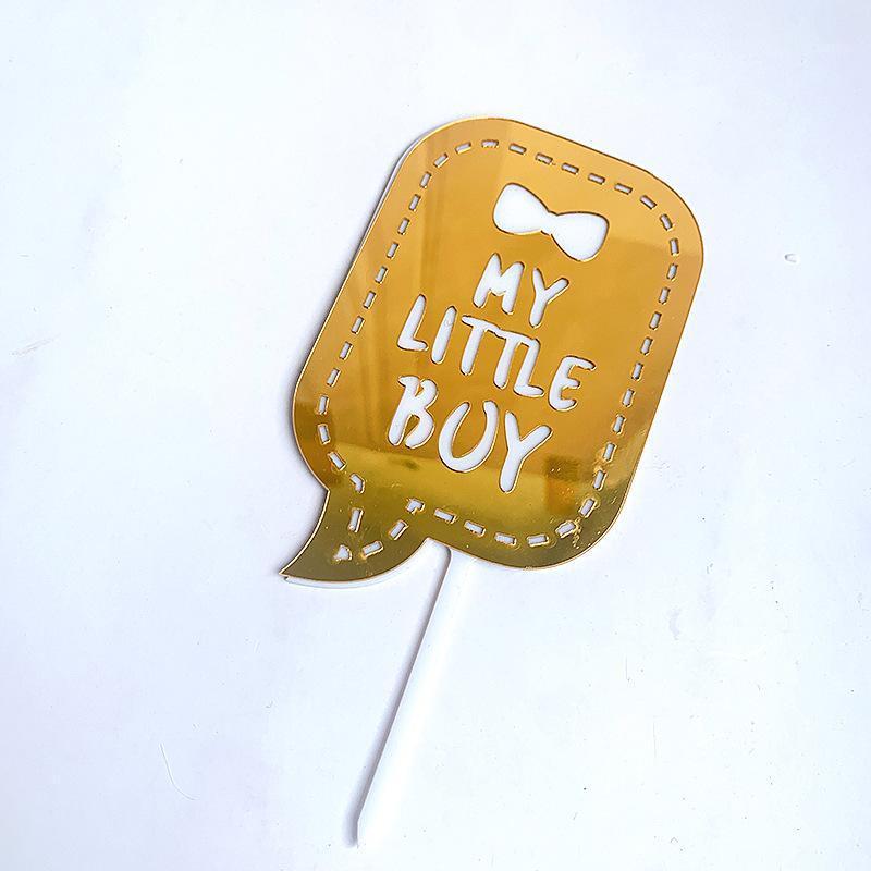 

New My Litter Girl Birthday Cake Topper Gold Cute Baby Boy Cake Topper For Baby Kids Birthday Party Decorations Shower1