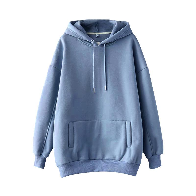 

Casual Solid Hooded Hoodies Women Batwing Long Sleeve Plus Size Sweatshirts Autumn Pullover Pure Fashion Tops, Blue