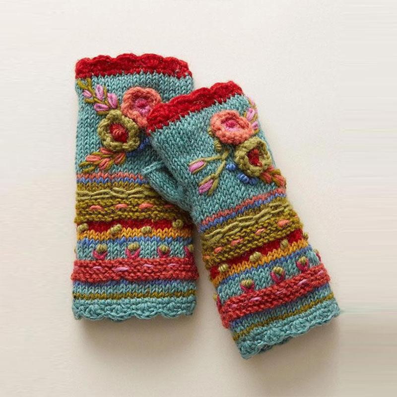

Fingerless Gloves Womens Winter Warm Casual Flower Knit Gloves Handwarmers Mittens Mittens Hand Arm Warm Female Fingerle