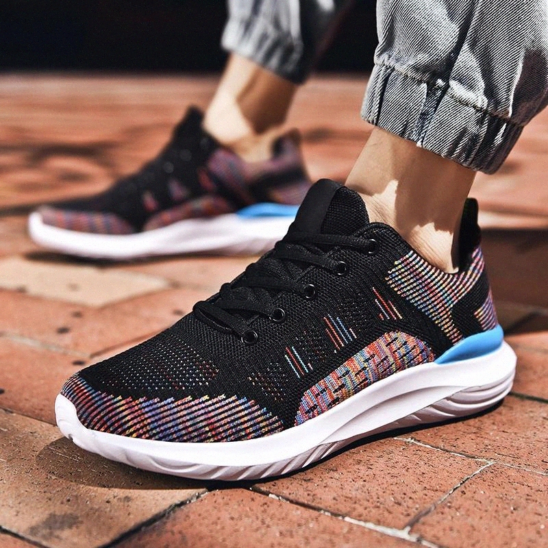 

2020 New Arrival Fashion Lace-up Men's Sports Shoes Men's Fashion Sneakers Light Breathable Soft bottom Men Casual Shoes Size 46 #1E0S, Black