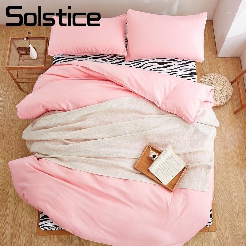 

Solstice Home Textile Single Double Bedding Sets Pink Solid Duvet Cover Pillowcase Zebra Flat Sheet Girl Kid Woman Bed Linen Kit1, 21