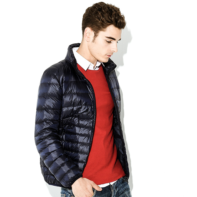 

2020 Brand Winter New Men's Jackets Light Down Short Young for Male Vertical Collar Large Size Down Jacket Clothing, Navy