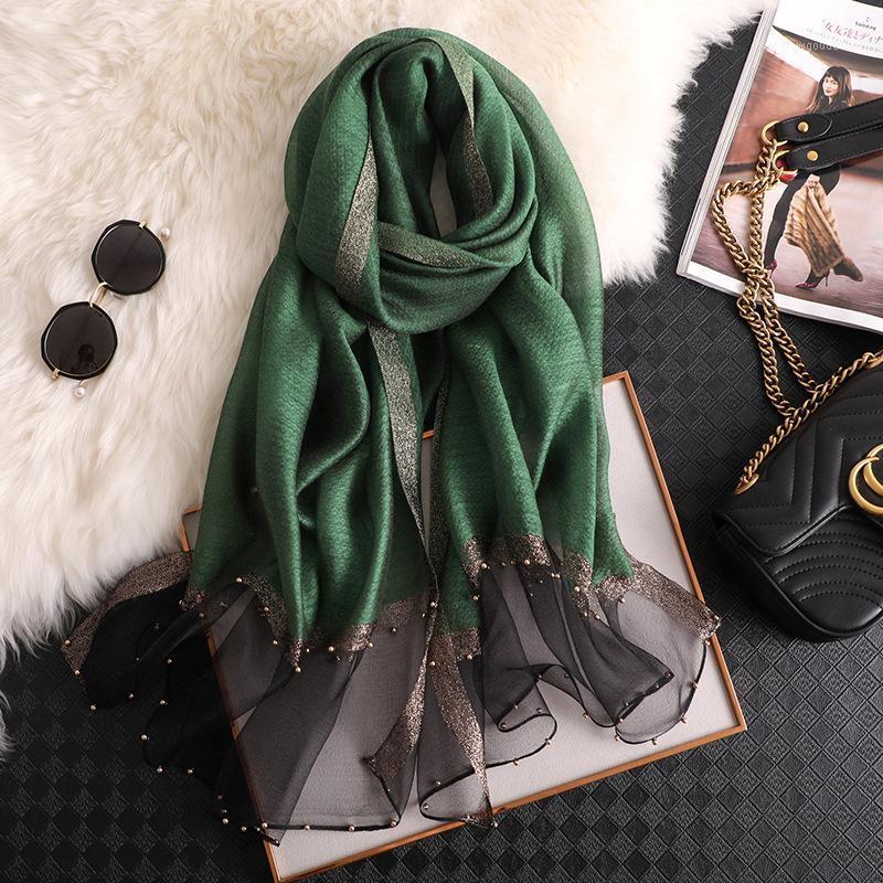 

Summer Sunscreen Scarf Women Korean Style All-match Pure Color Silk Air Conditioning Shawl Thin Phnom Penh Beaded Scarf Women1