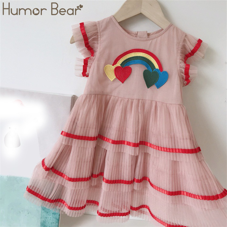

Humor Bear 2020 Summer Girls Dress Toddler Girls 2020 Cotton Ruffles Colorful Princess Dress Baby Girl Clothes Mesh Cake Dress T200624, Red;yellow