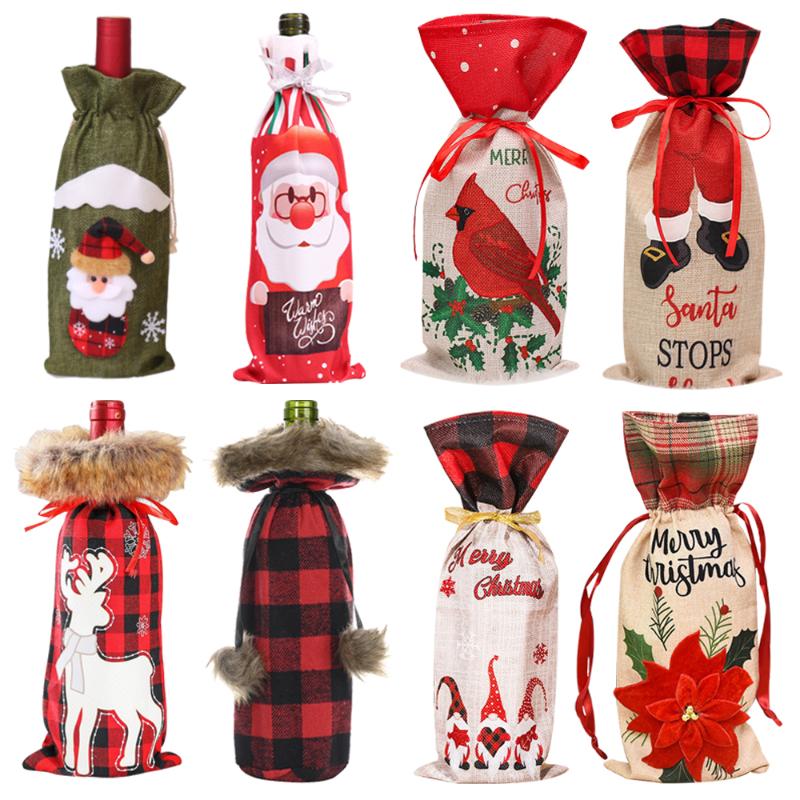 

Christmas Decorations Year 2022 Wine Bottle Dust Cover Bag Santa Claus Noel Dinner Table Decor For Home Xmas Natal