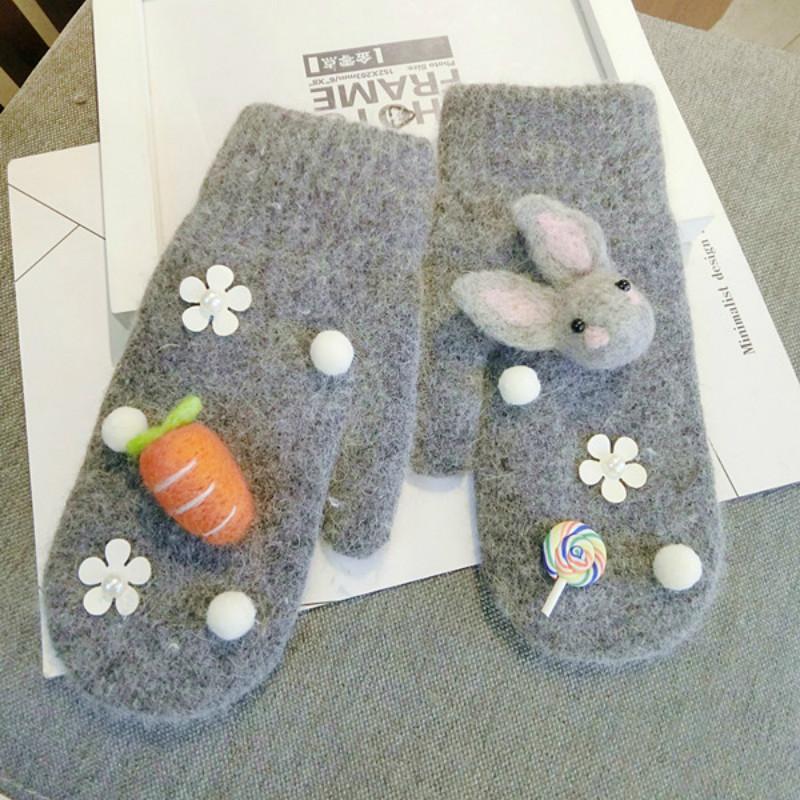 

new arrive women Korea Gloves Carrot Cashmere Cute Warm Mittens Winter spring female Accessories