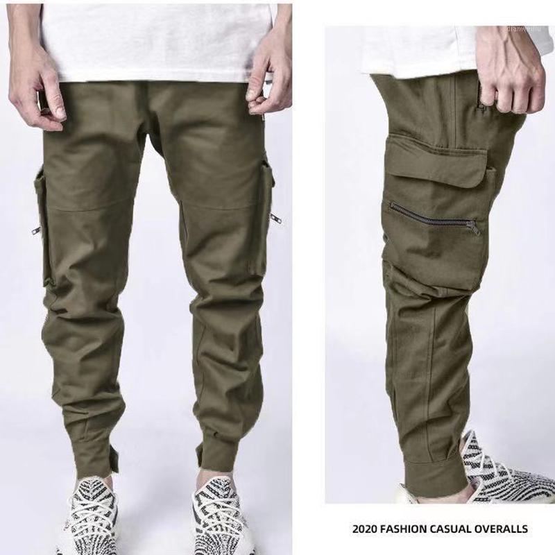 

2020 new European men's overalls, casual autumn new slim fit, outdoor running multi-pocket sports men's pants1, Red