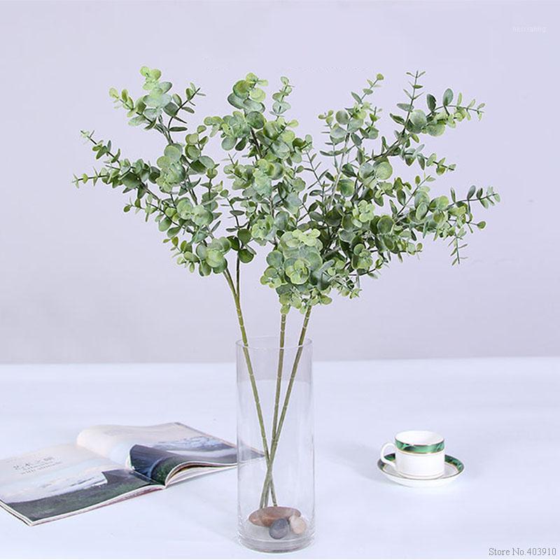 

Artificial Plastic Eucalyptus tree branch for Christmas wedding decoration Flower arrangment small leaves plant faux foliage1