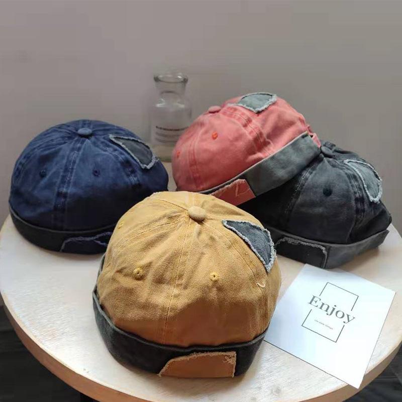 

Fashion Men Women Street Casual Docker Sailor Biker Hat Loop Beanie Brimless Cap Fashion Unisex Pumpkin Vintage Navy Beanies, Orange