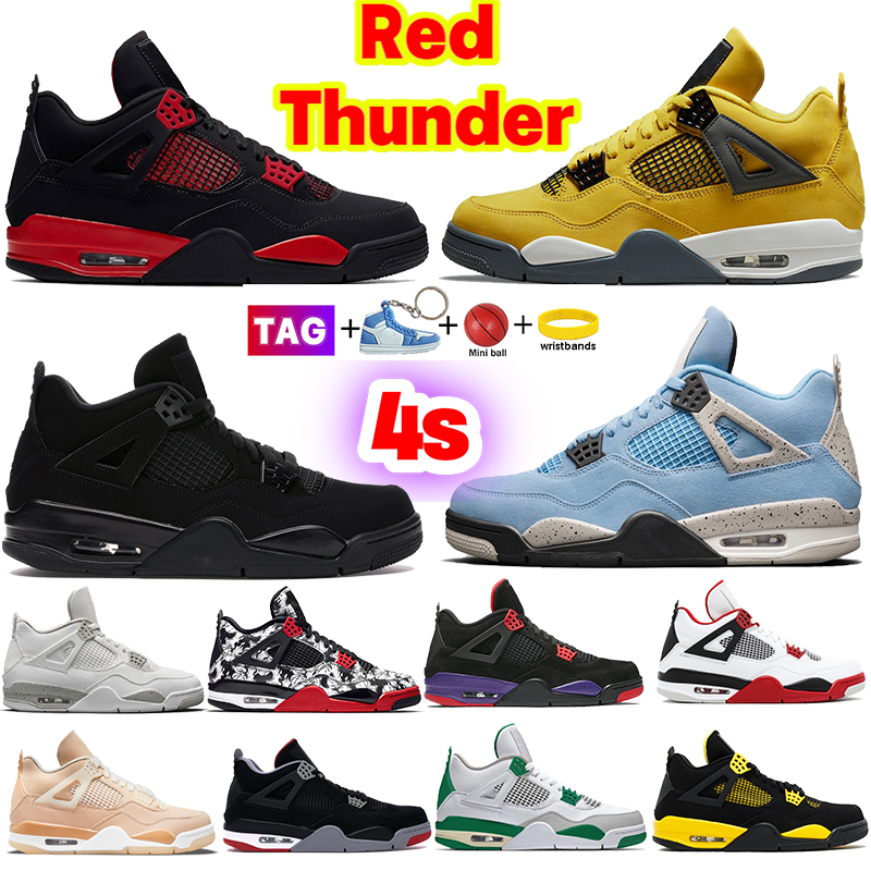

Designers 4s 4 Basketball Shoes University Blue Red Thunder Tour Yellow Black Cat White Oreo Bred Men Sneakers Fire Red Shimmer Pure Money Cool Grey Women Trainers, #41- bubble wrap packaging