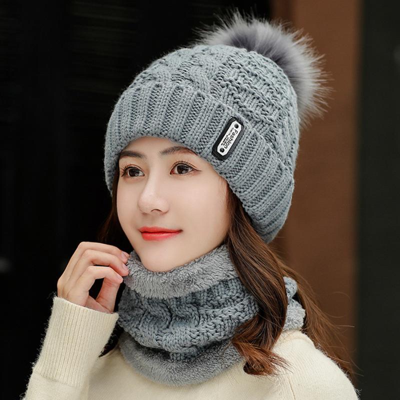

Brand New Winter Hats Women Velvet Warm Japanese Style Beanies Skullies Hat Female Autumn Thick Windproof Knit Wool Bonnet Caps, Set white