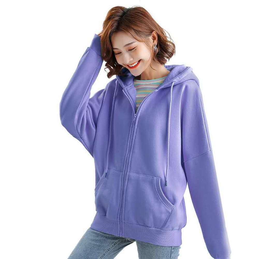 

OEM European and American women's hoodie customized printed digital print Zip Hoodies Sweatshirts, Beige