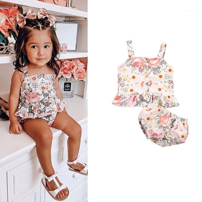 

Family Sister Matching Outfits Summer Sleeveless Strap Floral Tops+shorts Tutu Baby Bloomers Shorts Skirt 2pcs Set1, Pink