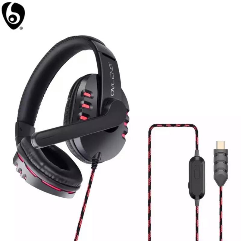 

OVLENG P3 Wired Gaming Headphone E-sports with Mic Stereo Surrounded Sound HiFi Headset for PC Laptop PS4 3.5mm Jack or Type C, Black