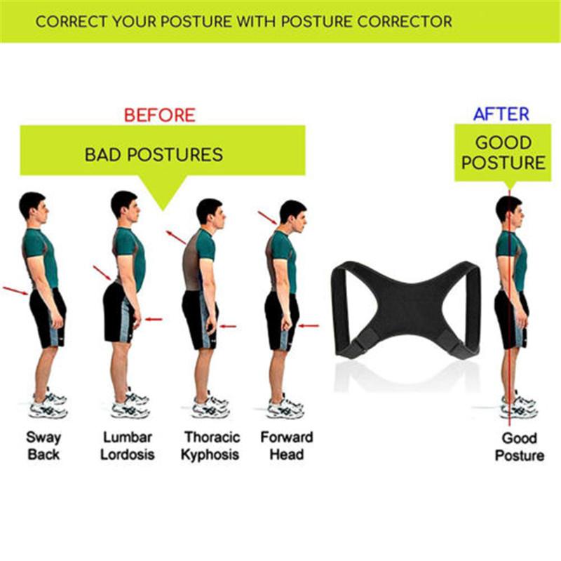 

Back Shoulder Posture Corrector brace Adjustable Adult Sports Safety Back Support Corset Spine Support Belt Posture Correction2021, Black