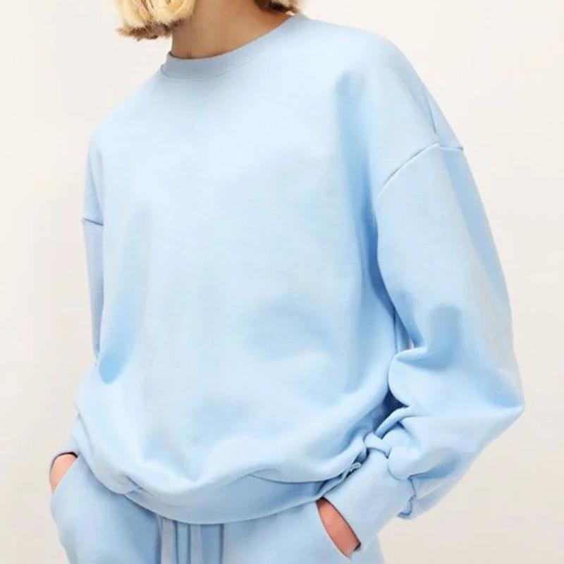 

Oversize women elegant soft cotton sweatshirts 2020 fashion ladies vintage blue sweatshirt casual female loose top girls chic1