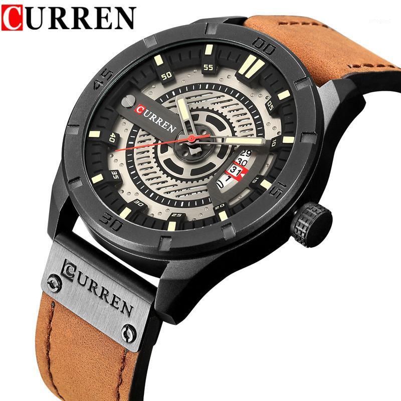 

Wristwatches CURREN Men Sports Watches Men's Quartz Date Clock Man Casual Leather Top Wristwatch Relogio Masculino 83011, Cu830101 without box