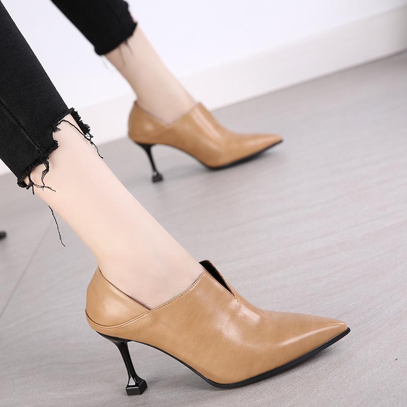 

Lady Casual High Quality Spring Office High Heels Shoes Women Leisure Comfy Pu Leather Shoes Mulheres Saltos Altos zenske patike, 2 black