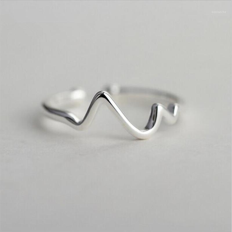 

Cluster Rings Fashion Simple V-ring Anti-allergy Korean 925 Sterling Silver Jewelry Wave Type Temperament Opening SR71